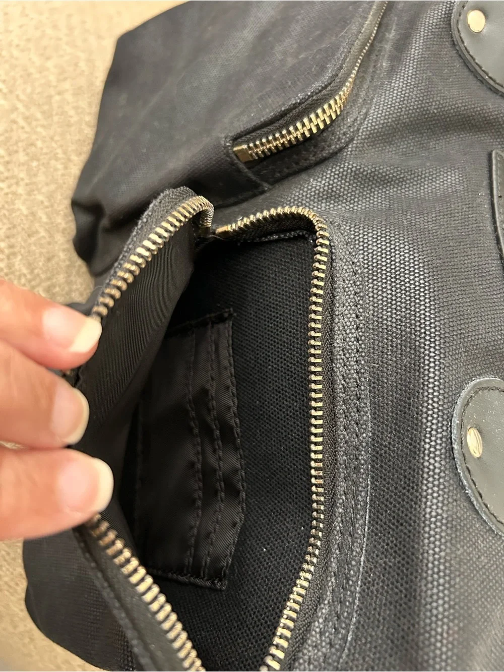 Django Black Canvas Pet Carrier Tote with Dual Front Pockets